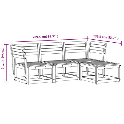 4 pcs conjunto lounge de jardim madeira de pinho maciça