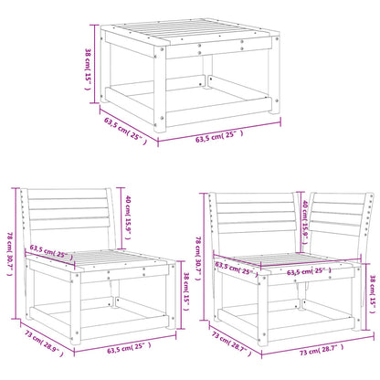 4 pcs conjunto lounge de jardim madeira de pinho maciça