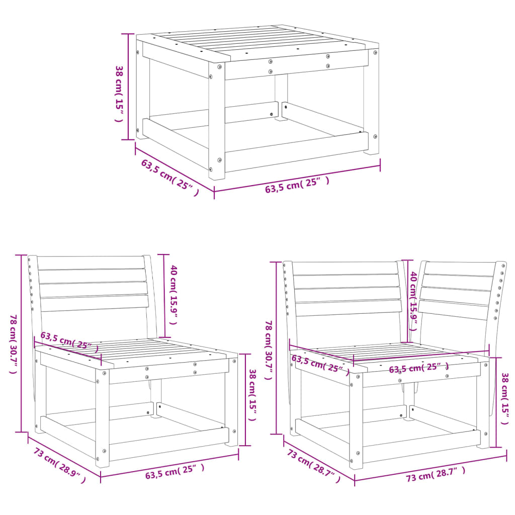 4 pcs conjunto lounge de jardim madeira de pinho impregnada