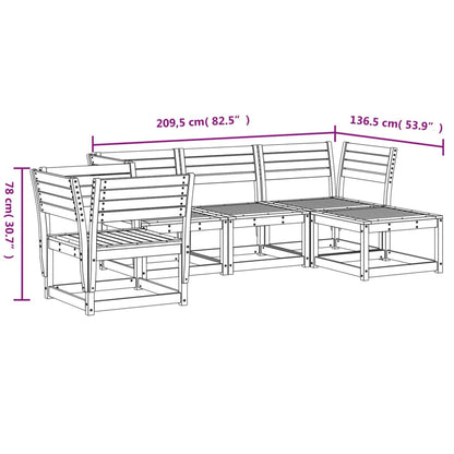 5 pcs conjunto lounge de jardim madeira de pinho maciça