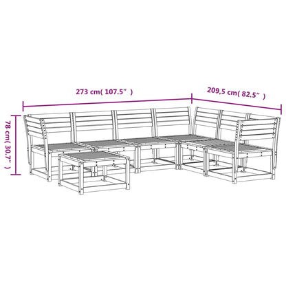 7 pcs conjunto lounge de jardim pinho maciço