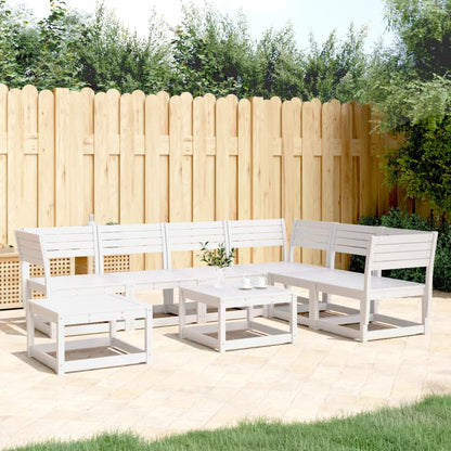 7 pcs conjunto lounge de jardim pinho maciço branco