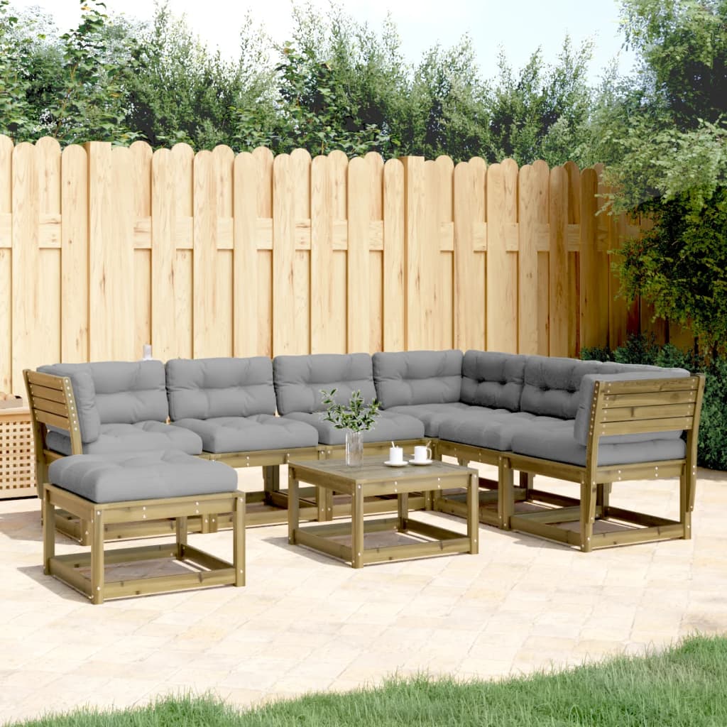 7 pcs conjunto lounge de jardim c/ almofadões pinho impregnado