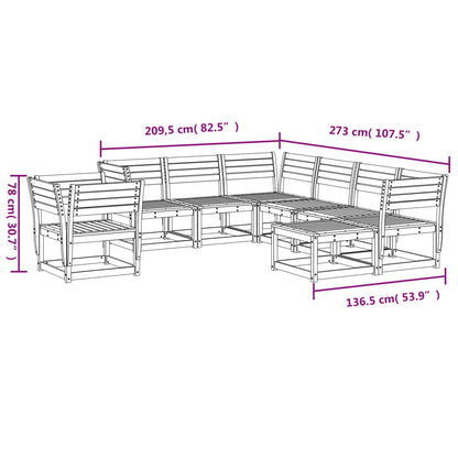 8 pcs conjunto lounge de jardim pinho maciço