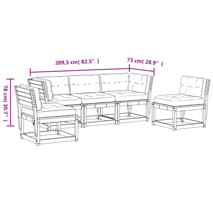 5pcs conj. sofás jardim + almofadões pinho maciço castanho-mel