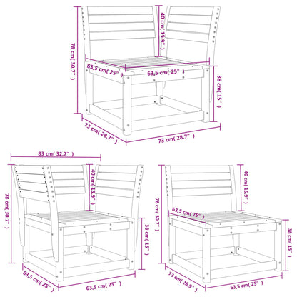 5 pcs conjunto de sofás para jardim madeira de pinho maciça