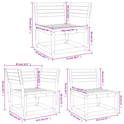 5 pcs conjunto de sofás de jardim madeira pinho maciça branco