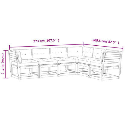 6 pcs conj. sofás jardim c/ almofadões madeira douglas maciça