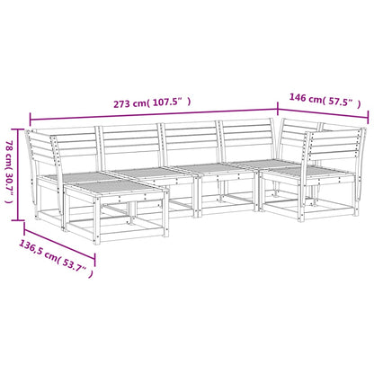 6 pcs conjunto sofás de jardim madeira de pinho maciça