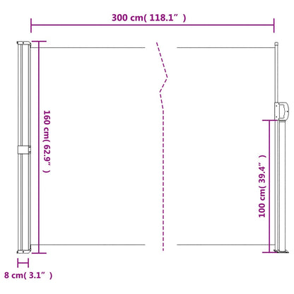 Toldo lateral retrátil 160x300 cm azul