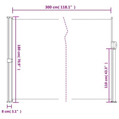 Toldo lateral retrátil 180x300 cm bege