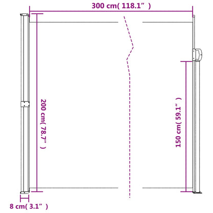 Toldo lateral retrátil 200x300 cm cor creme