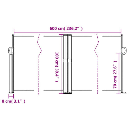 Toldo lateral retrátil 100x600 cm preto