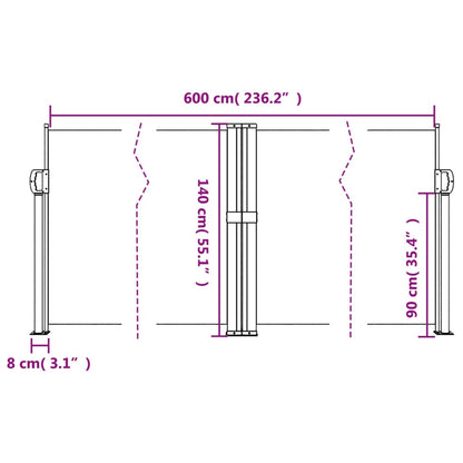 Toldo lateral retrátil 140x600 cm vermelho