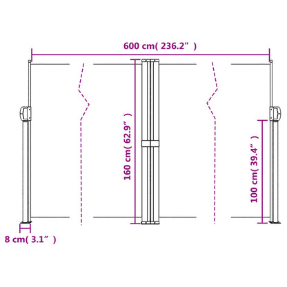 Toldo lateral retrátil 160x600 cm vermelho