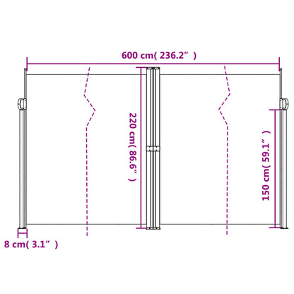 Toldo lateral retrátil 220x600 cm vermelho