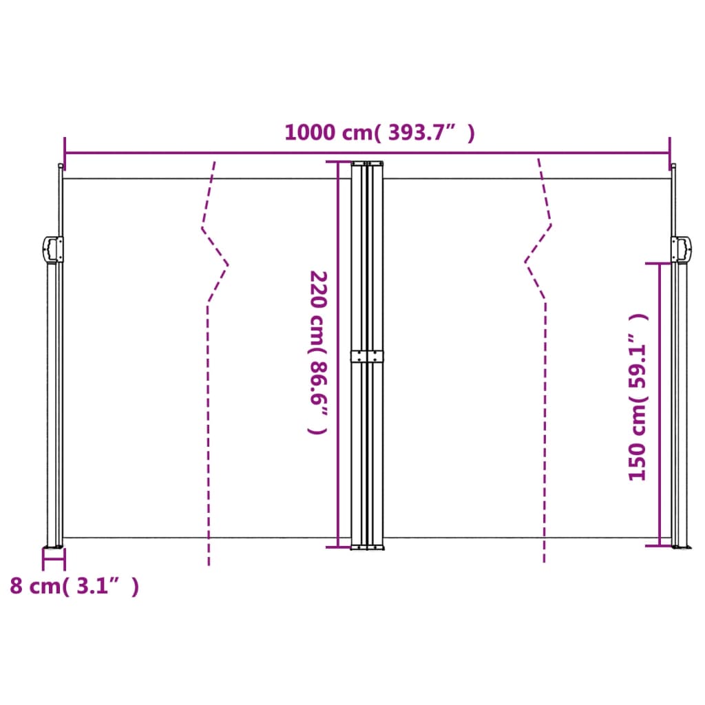 Toldo lateral retrátil 220x1000 cm bege