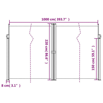 Toldo lateral retrátil 220x1000 cm cinzento-acastanhado