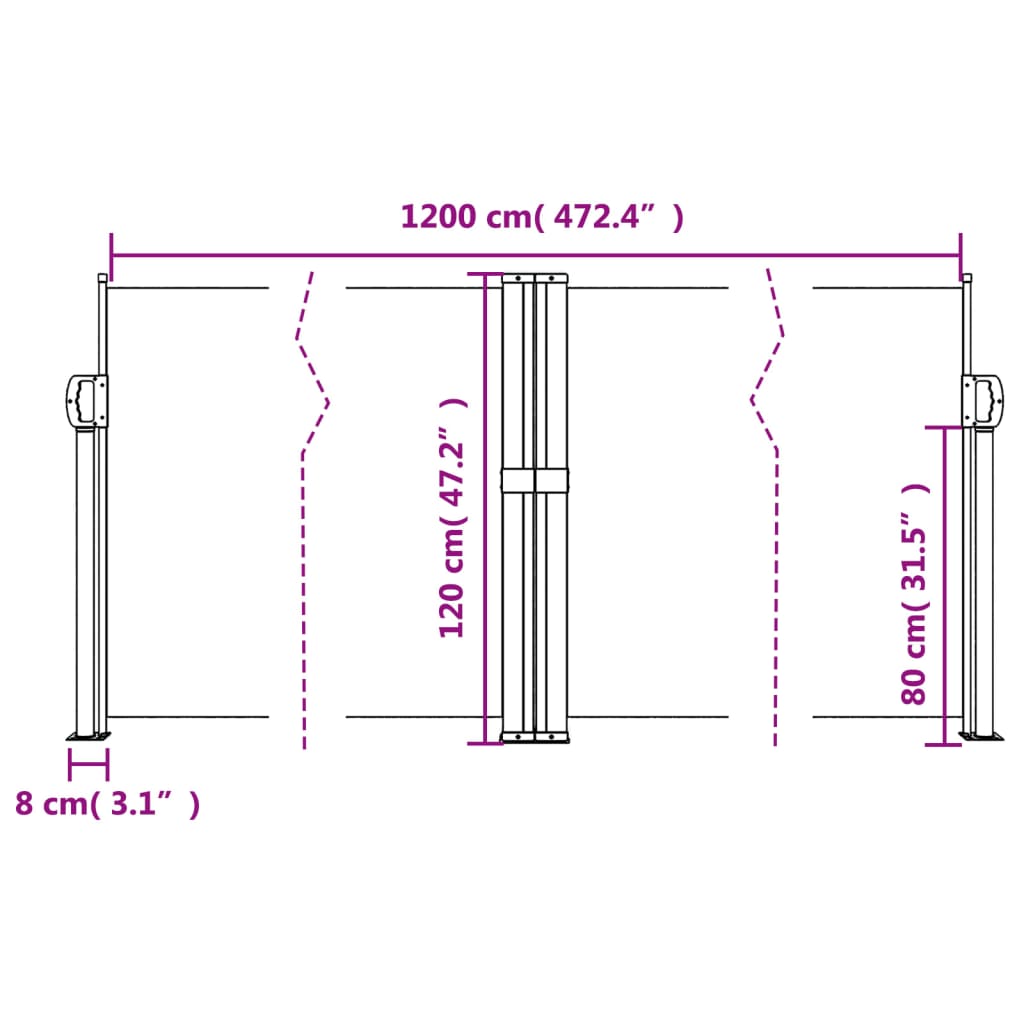 Toldo lateral retrátil 120x1200 cm azul