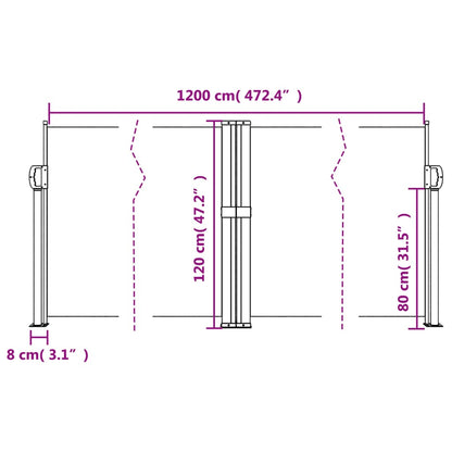 Toldo lateral retrátil 120x1200 cm azul