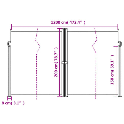 Toldo lateral retrátil 200x1200 cm bege