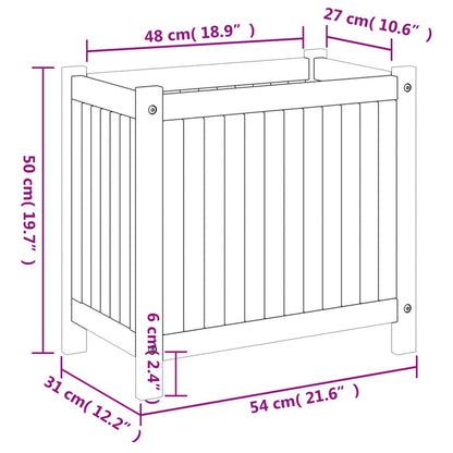 Vaso/floreira de jardim com forro 54x31x50 cm acácia maciça