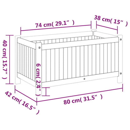 Vaso/floreira de jardim com forro 80x42x40 cm acácia maciça