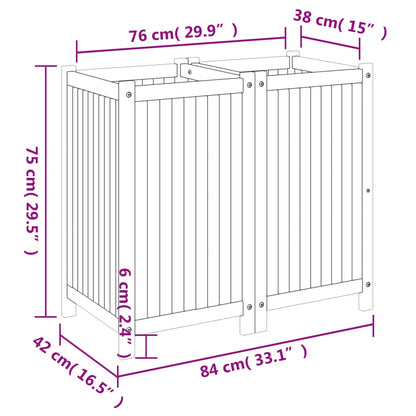 Vaso/floreira de jardim com forro 84x42x75 cm acácia maciça