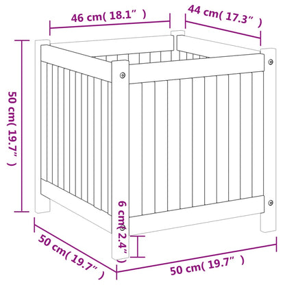 Vaso/floreira de jardim com forro 50x50x50 cm acácia maciça