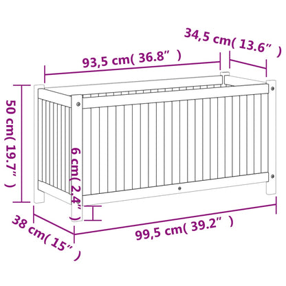 Vaso/floreira de jardim com forro 99,5x38x50 cm acácia maciça