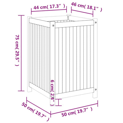 Vaso/floreira de jardim com forro 50x50x75 cm acácia maciça