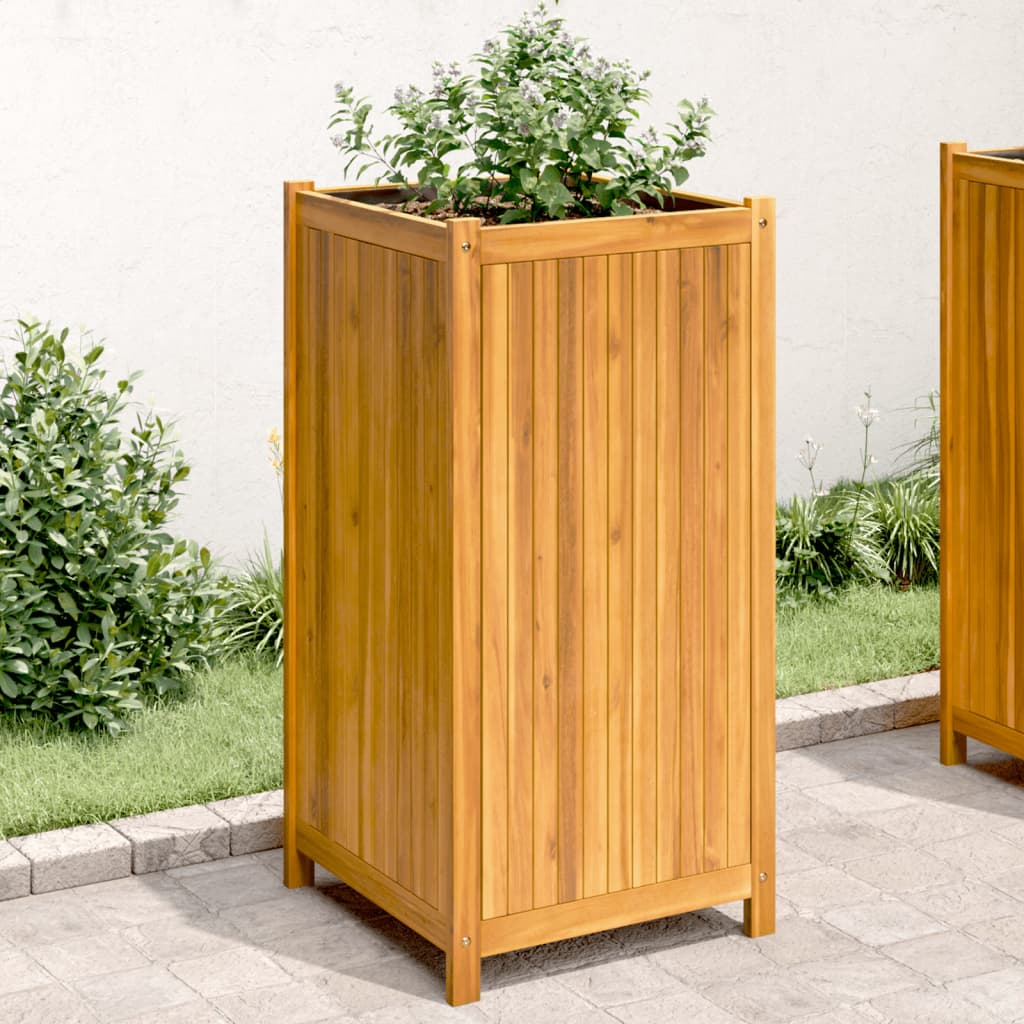 Vaso/floreira de jardim com forro 50x50x100 cm acácia maciça