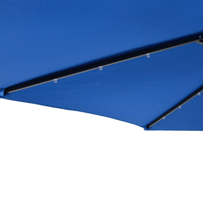 Guarda-sol jardim c/LEDs e poste aço 225x225x212 cm azul-ciano