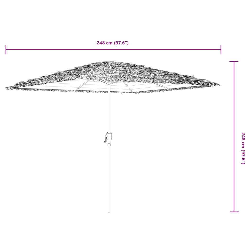 Guarda-sol de jardim com poste de aço 248x248x248 cm castanho