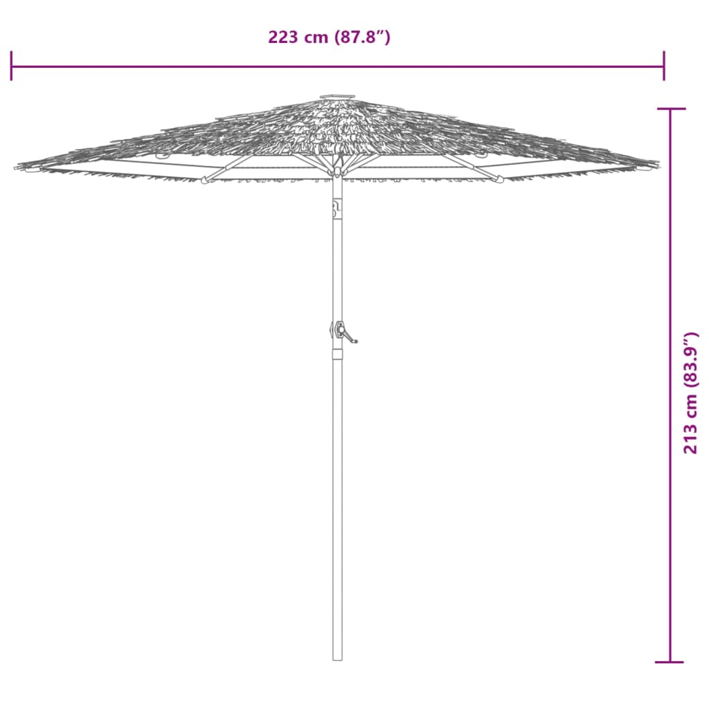 Guarda-sol de jardim com poste de aço 223x223x213 cm castanho