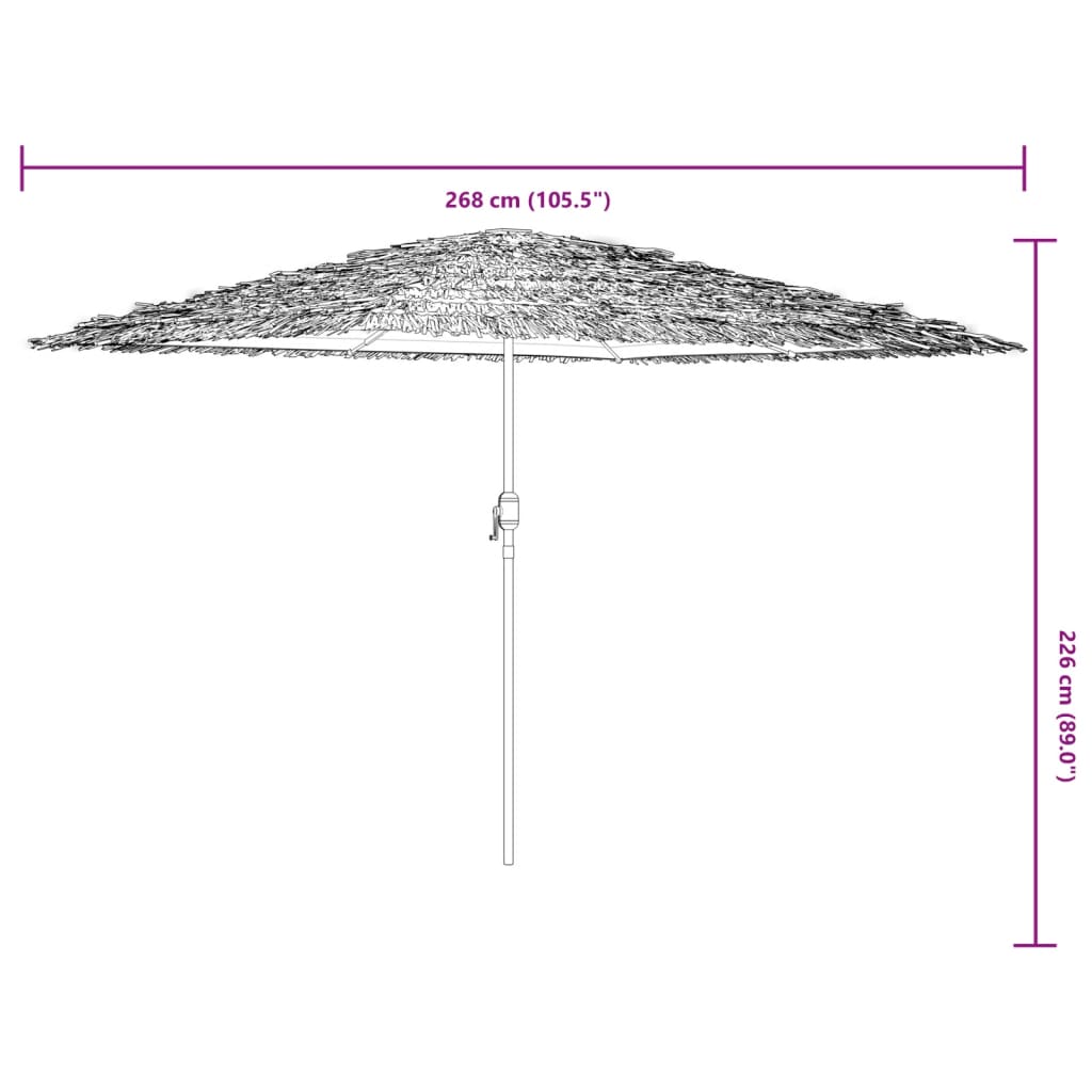 Guarda-sol de jardim com poste de aço 268x268x226 cm castanho