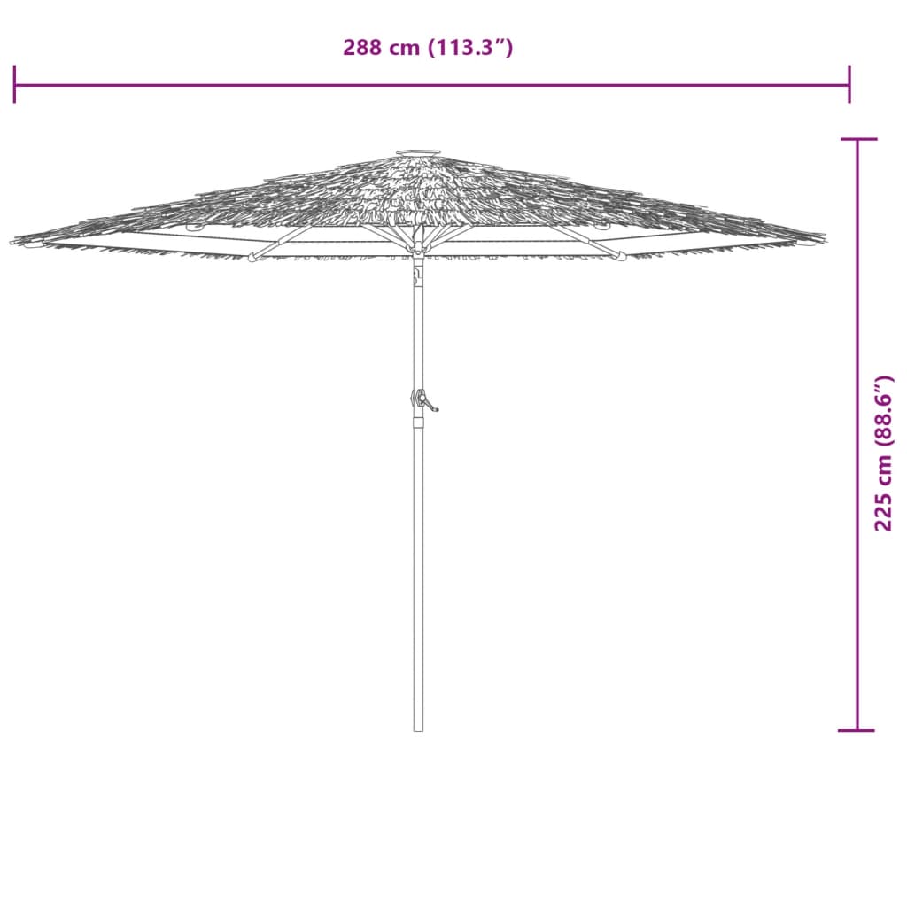 Guarda-sol de jardim com poste de aço 288x288x225 cm castanho