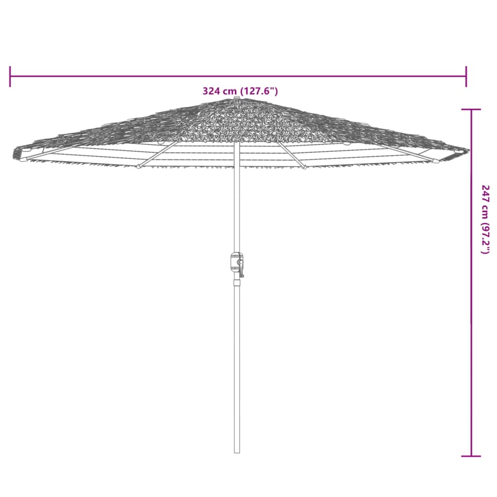 Guarda-sol de jardim com poste de aço 324x324x247 cm castanho