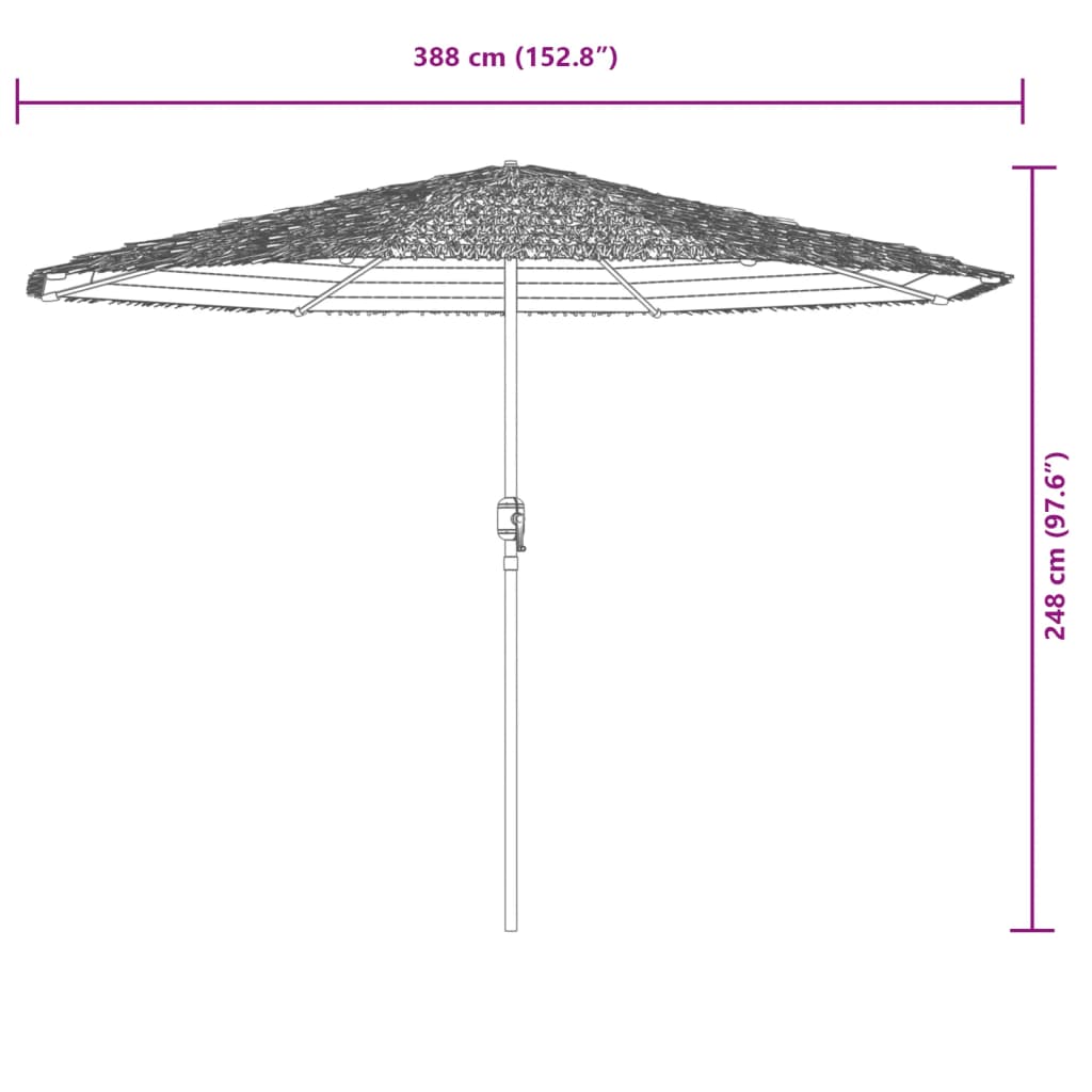 Guarda-sol de jardim com poste de aço 388x388x248 cm castanho