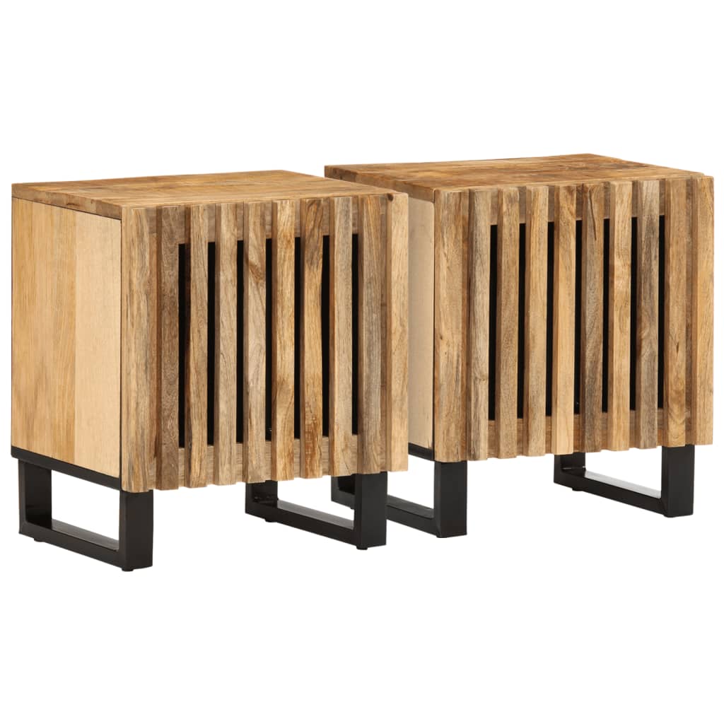 Mesas de cabeceira 2 pcs 40x34x46 cm mangueira áspera maciça