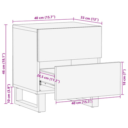 Mesas de cabeceira 2 pcs 40x34x46 cm mangueira áspera maciça