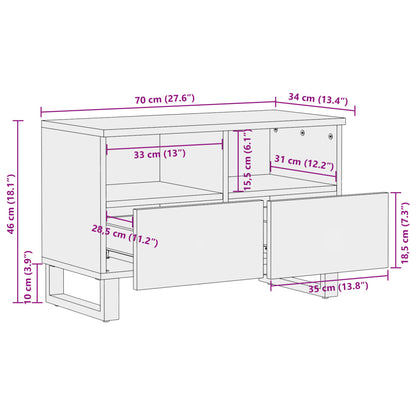 Móvel de TV 70x34x46 cm madeira de mangueira maciça branco