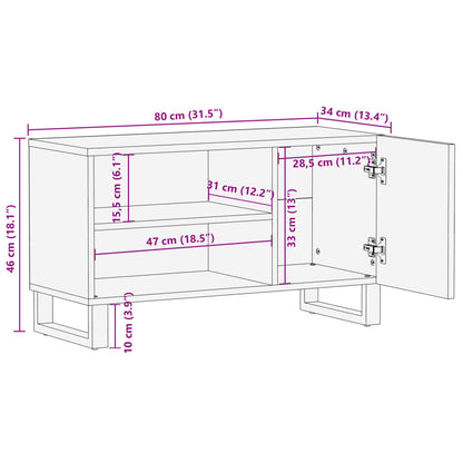 Móvel de TV 80x34x46 cm madeira de mangueira áspera maciça