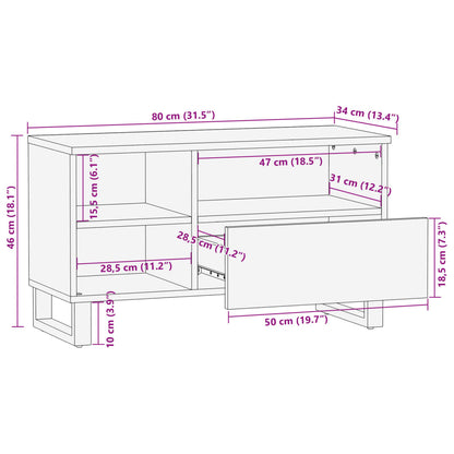 Móvel de TV 80x34x46 cm madeira de mangueira áspera maciça