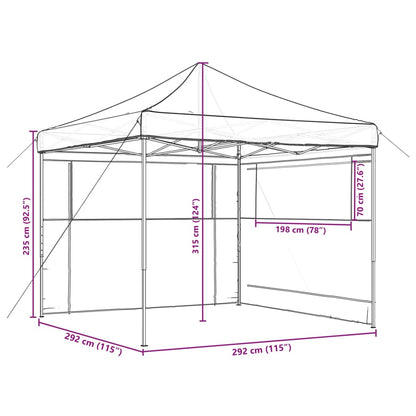 Tenda para festas pop-up dobrável com 2 paredes laterais bege