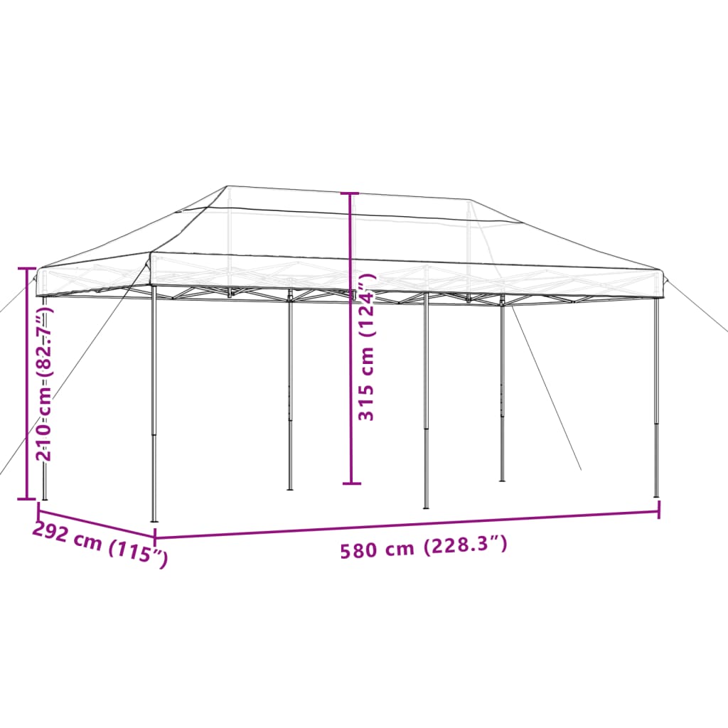 Tenda para festas pop-up dobrável 580x292x315 cm verde