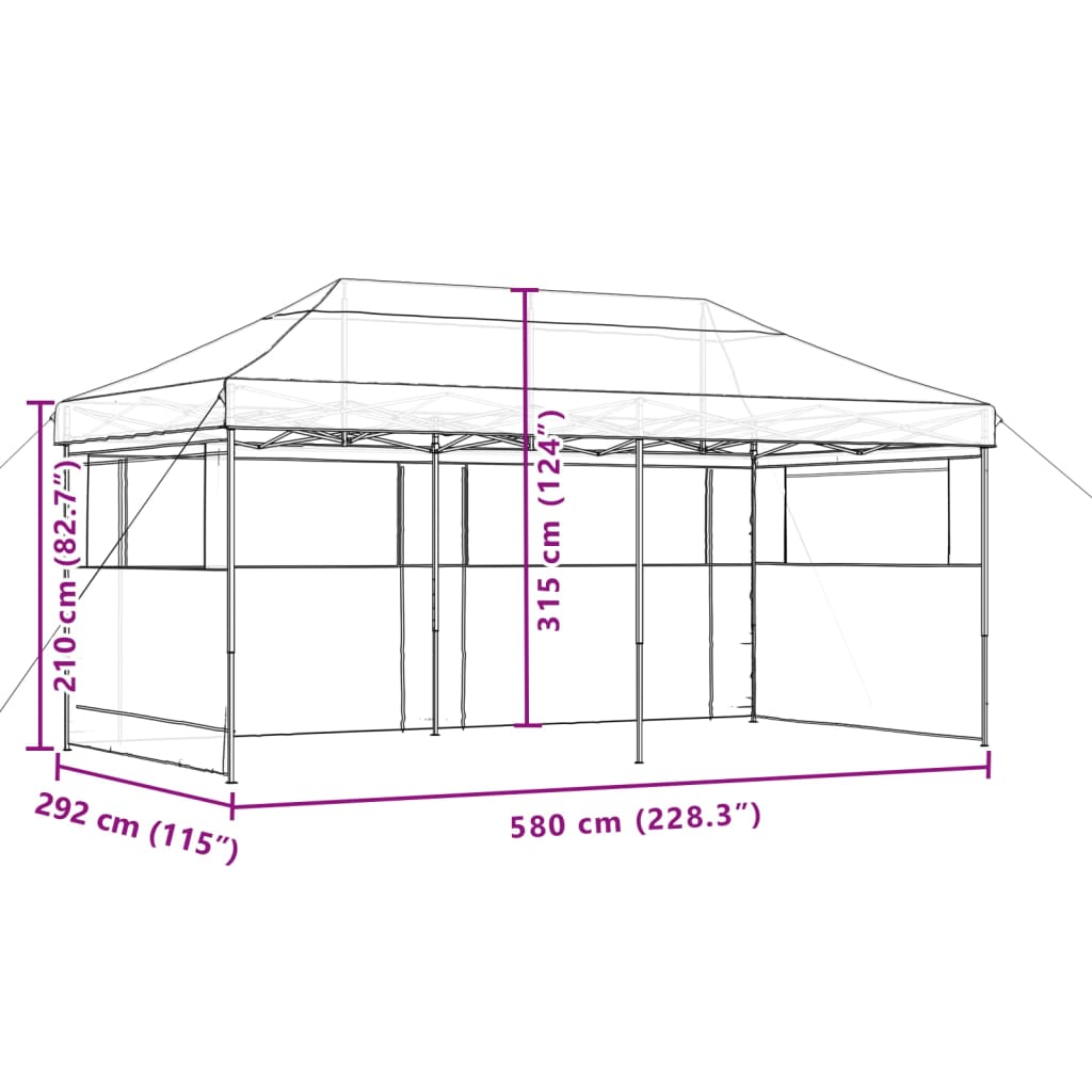 Tenda para festas pop-up dobrável com 3 paredes laterais bege