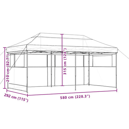 Tenda p/ festas pop-up dobrável c/ 3 paredes cinza-acastanhado