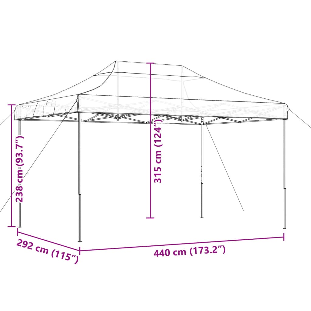 Tenda para festas pop-up dobrável 440x292x315 cm bege