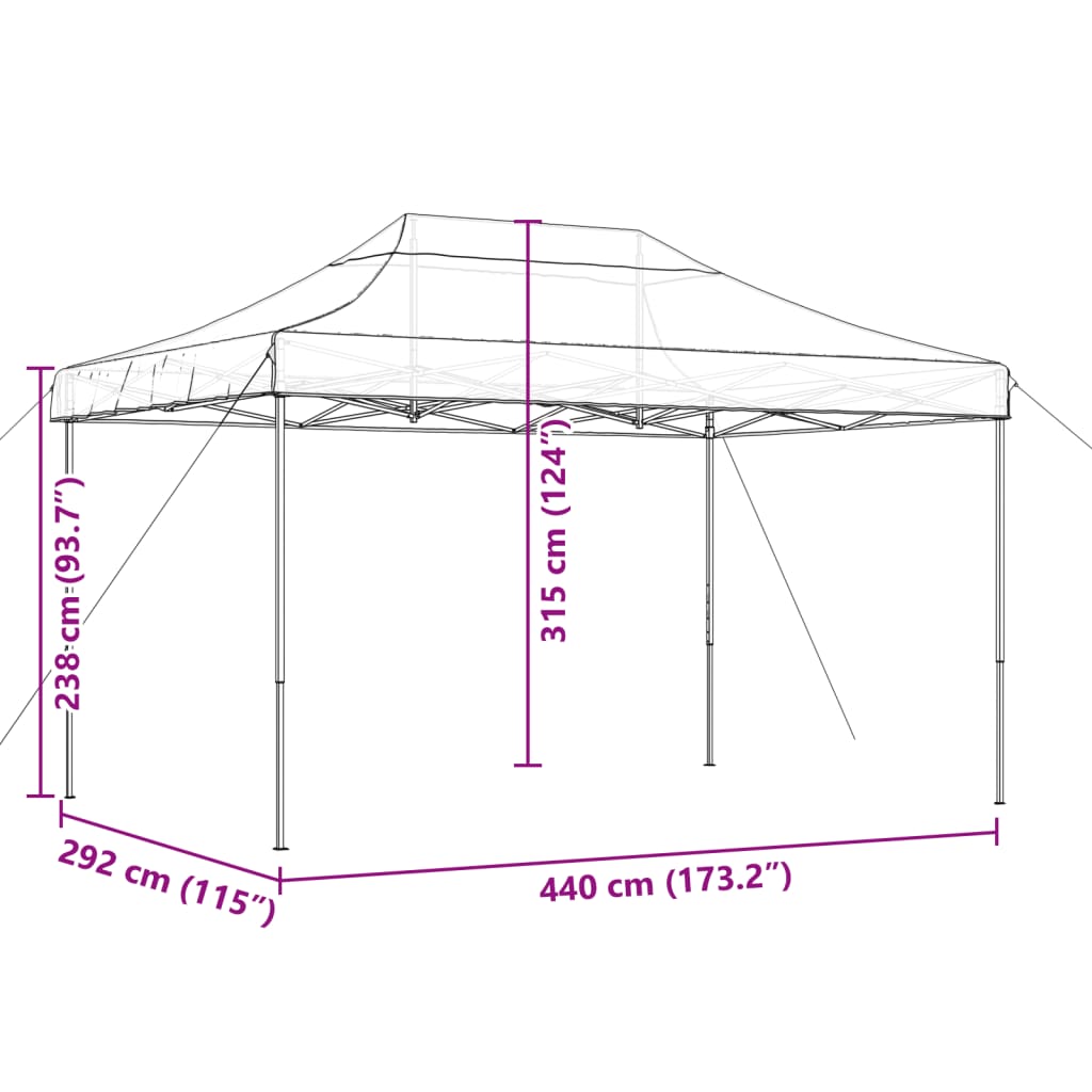 Tenda para festas pop-up dobrável 440x292x315 cm preto